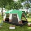 Campingtält För 7-8 Personer, Nätfönster, Med Bärväska, 4,90 X 3,05 X 2,25 M, Grönt 2