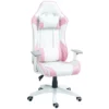 Gaming Stol, Racing Design, Tiltbar, Justerbar I Höjdled, Konstläder, 67W X 60D X 120-128H Cm, Rosa/vit 1