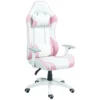 Gaming Stol, Racing Design, Tiltbar, Justerbar I Höjdled, Konstläder, 67W X 60D X 120-128H Cm, Rosa/vit 10