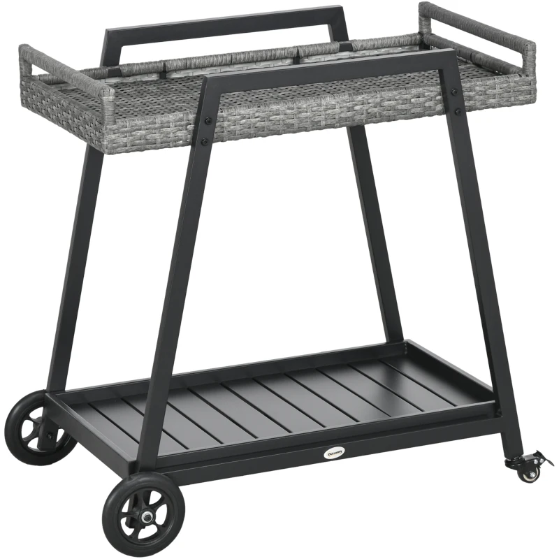 Grillvagn BBQ-vagn Serveringsvagn, 1 Hylla, PE-rotting, 79 Cm X 52 Cm X 82 Cm, Grå 10