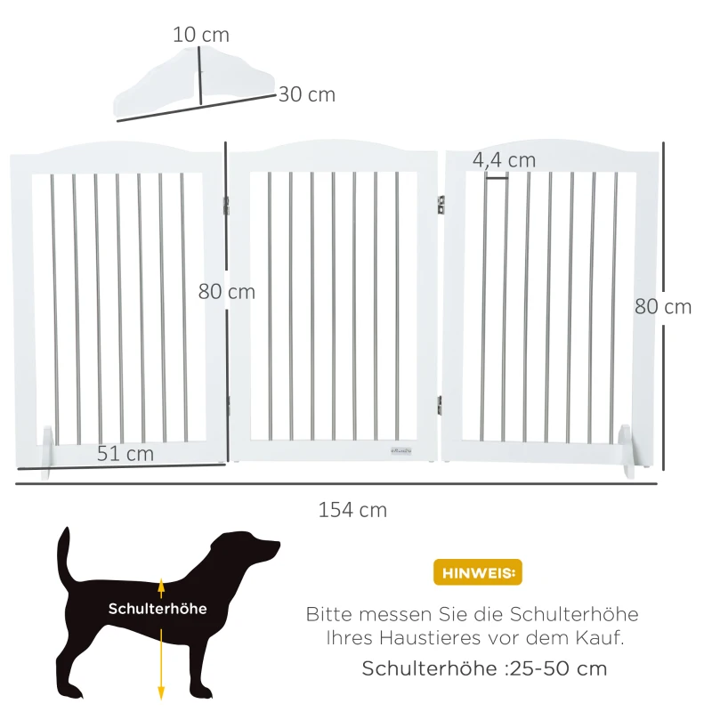 Hundbarriär, Hopfällbar, Justerbar Form, För Hundar Upp Till 20 Kg, 154 X 80 X 30 Cm, Vit 3