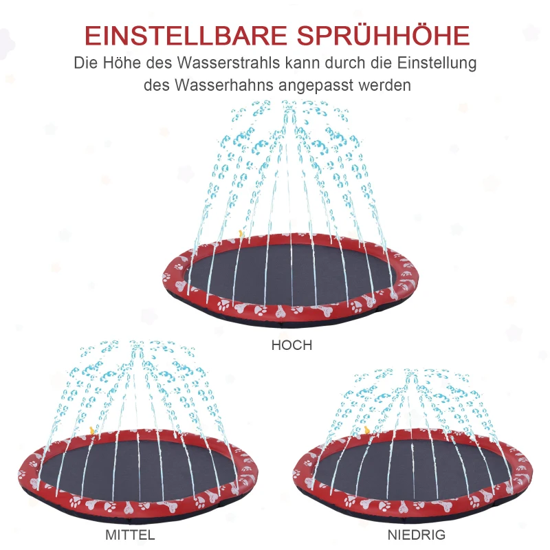 Hundpool Med Vattenmunstycken Vikbar Halkfri Kraftig Plast 150 Cm Röd 6