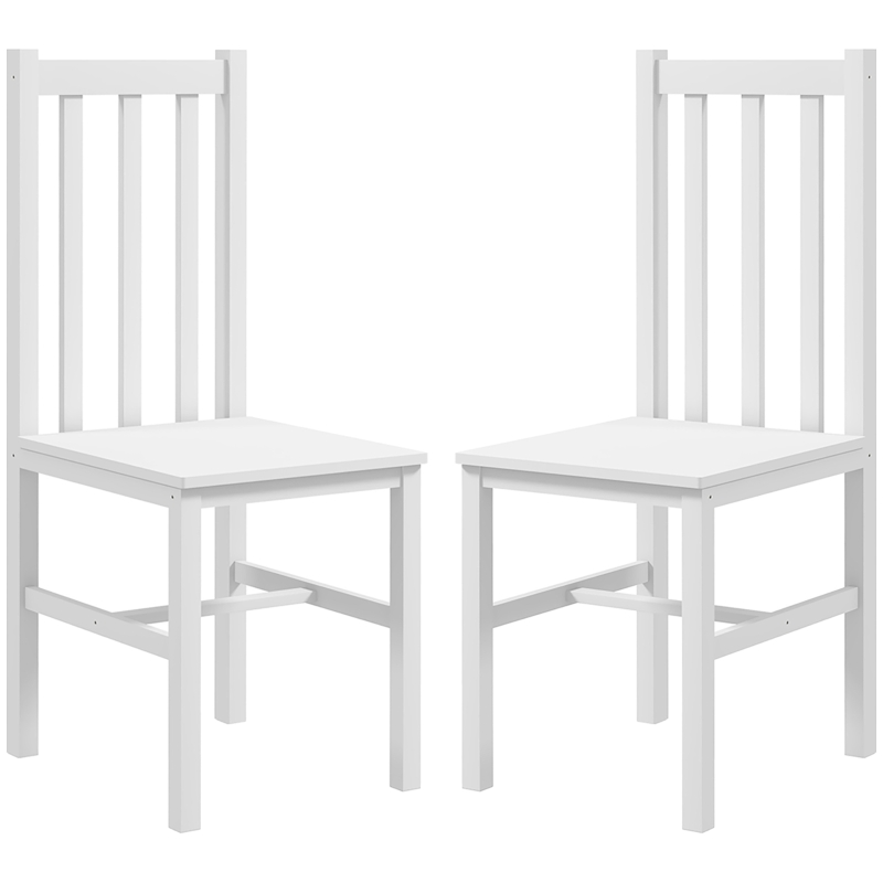 Set Med 2 Köksstolar, Matsalsstolar, Massivt Trä, Modern Design, 38,5 Cm X 47,5 Cm X 99 Cm, Vit 1