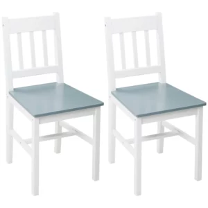 Set Med 2 Matsalsstolar, Köksstolar, Massivt Trä, 41 Cm X 46,5 Cm X 85,5 Cm, Vit 1