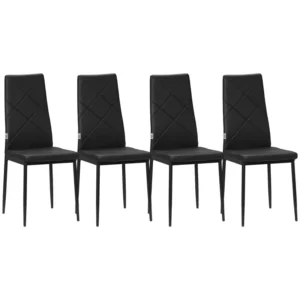 Set Med 4 Matsalsstolar, Köksstolar, Modern Design, 41 Cm X 50 Cm X 97 Cm, Svart 1